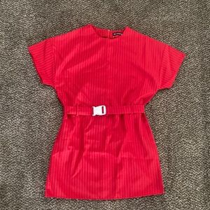 Red Pin Stripe Belt T Shirt Dress sz US 10
